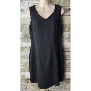 CDC Womens Black Sleeveless Solid Sheath Dress Back Zip‎ Size 8